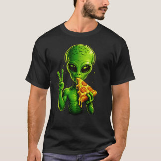 Alien Eating Pizza Funny Classic Art Pizza Foodie  T-Shirt