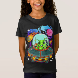 Alien Eating Pizza in Spaceship UFO Lover Space Tr T-Shirt