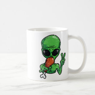 Alien Eating Turkey Thanksgiving Day Funny Ufo Fal Coffee Mug