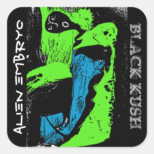 ALIEN EMBRYO BLACK KUSH SQUARE STICKER (Front)