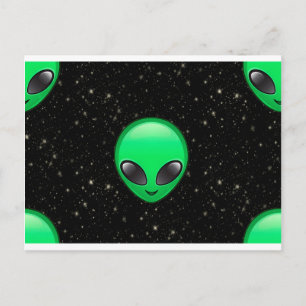alien emojis postcard