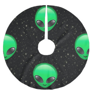 alien emojis xmas christmas tree skirt
