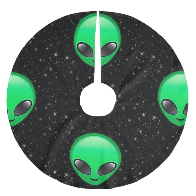 alien emojis xmas christmas tree skirt (Front)