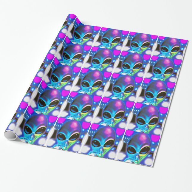 Alien encounter wrapping paper (Unrolled)