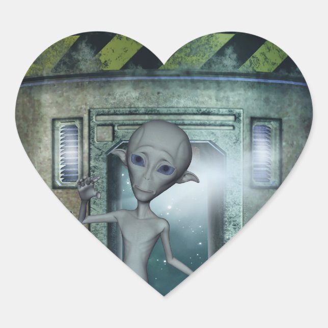 Alien Encounters Heart Sticker (Front)