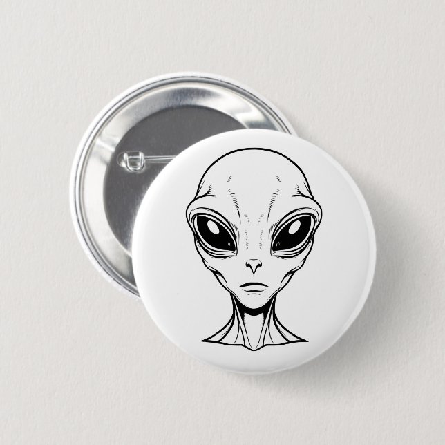 Alien Face  6 Cm Round Badge (Front & Back)