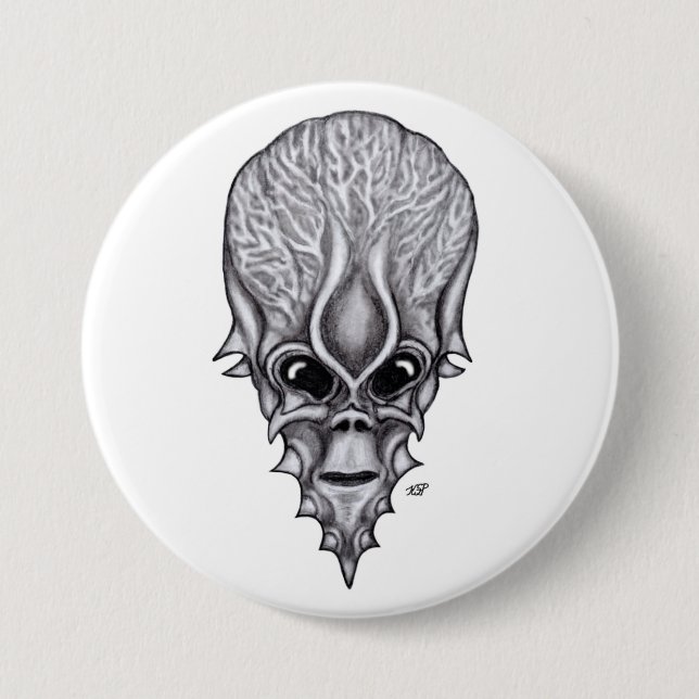 Alien Face , African Skull Facial Reconstruction 7.5 Cm Round Badge (Front)
