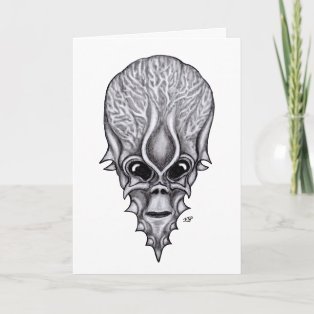 Alien Face , African Skull Facial Reconstruction C Card (Front)