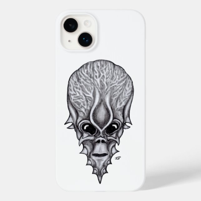 Alien Face , African Skull Facial Reconstruction Case-Mate iPhone Case (Back)