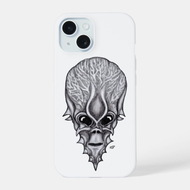 Alien Face , African Skull Facial Reconstruction iPhone 15 Case (Back)