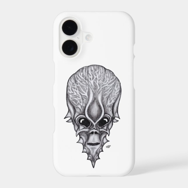 Alien Face , African Skull Facial Reconstruction iPhone Case (Back)