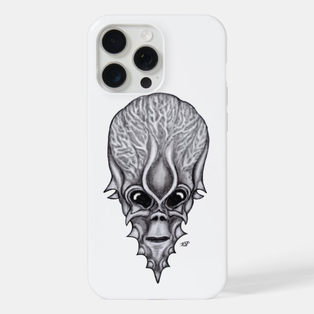 Alien Face , African Skull Facial Reconstruction iPhone Case (Back)