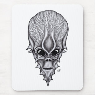 Alien Face , African Skull Facial Reconstruction Mouse Mat