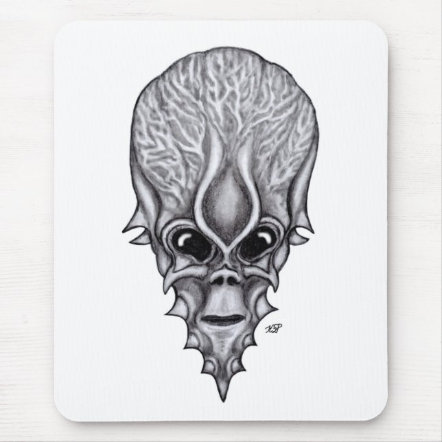 Alien Face , African Skull Facial Reconstruction Mouse Mat (Front)