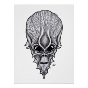 Alien Face , African Skull Facial Reconstruction Poster