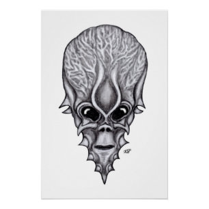 Alien Face , African Skull Facial Reconstruction Poster