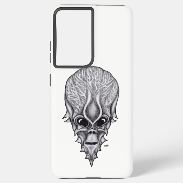 Alien Face , African Skull Facial Reconstruction Samsung Galaxy S21+ Case (Back)