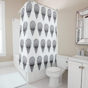 Alien Face , African Skull Facial Reconstruction Shower Curtain