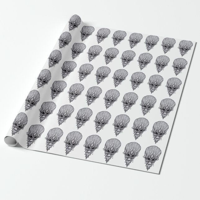 Alien Face , African Skull Facial Reconstruction Wrapping Paper (Unrolled)