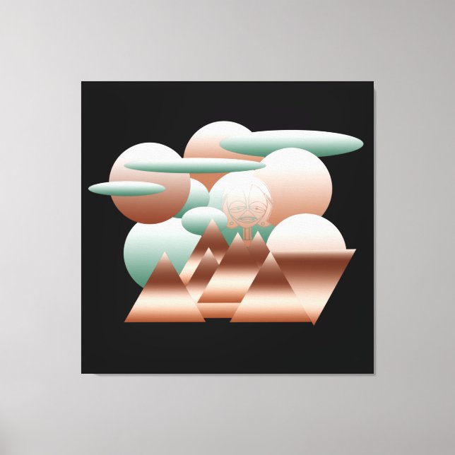 Alien face in abstract space art canvas print (Front)