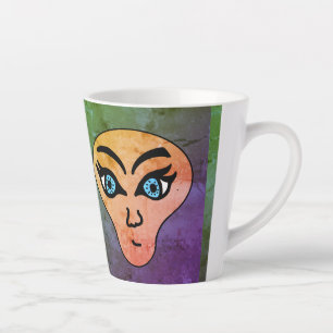 alien face latte mug