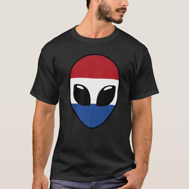 Alien Face Netherlands Holland Dutch Flag T-Shirt (Front)
