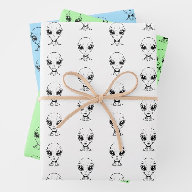 Alien Face Wrapping Paper Sheet (In situ)