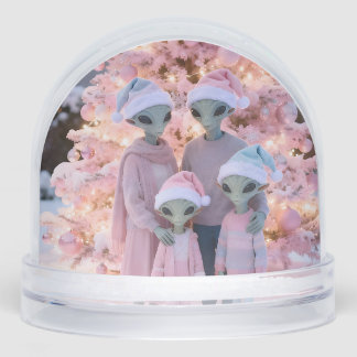 Alien Family Christmas Holiday Portrait Snowglobe