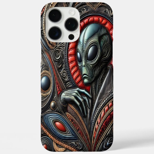 Alien Figure Amid Cosmic Designs Case-Mate iPhone Case (Back)