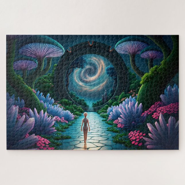 Alien Figure walks to a Stargate-Distant Planet Jigsaw Puzzle (Horizontal)