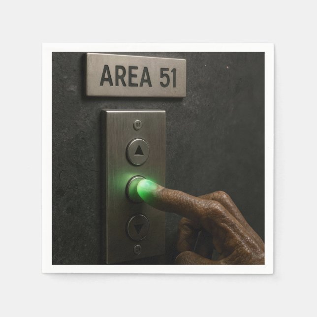 Alien Finger on an Area 51 Elevator Button Napkin (Front)