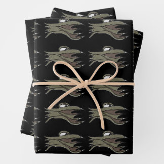 Alien fish hand drawn illustration pattern wrapping paper sheet