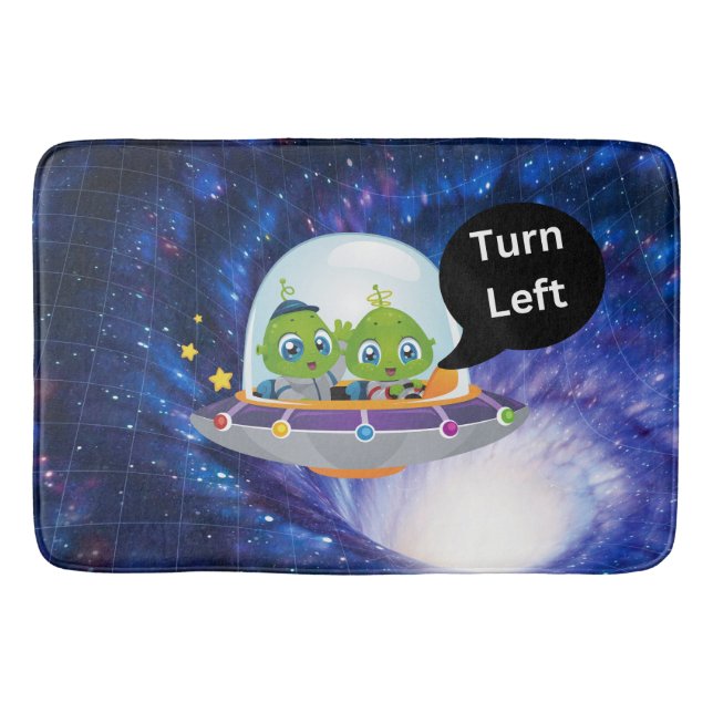 alien flying space ship ufo disc black worm hole bath mat (Front)