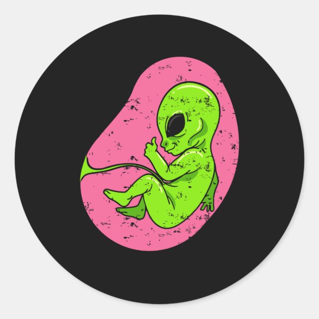 Alien Foetus Embryo Baby Pregnancy Ufo Halloween C Classic Round Sticker (Front)