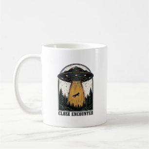 Alien Forest Abduction Vintage UFO Engraving Coffee Mug