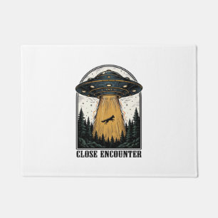 Alien Forest Abduction Vintage UFO Engraving Doormat
