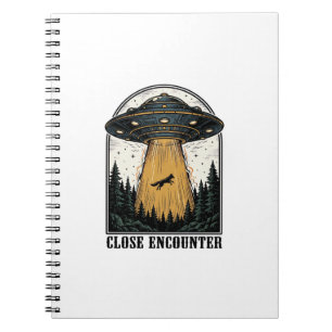 Alien Forest Abduction Vintage UFO Engraving Notebook