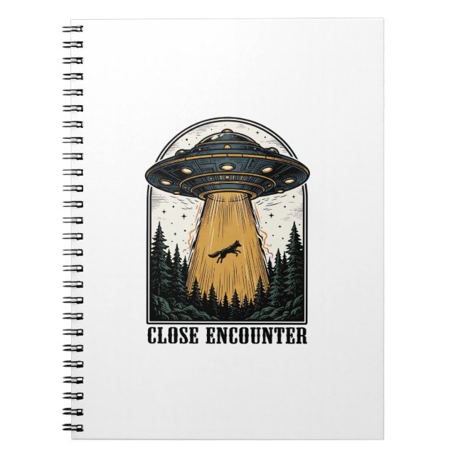 Alien Forest Abduction Vintage UFO Engraving Notebook (Front)