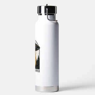 Alien Forest Abduction Vintage UFO Engraving Water Bottle