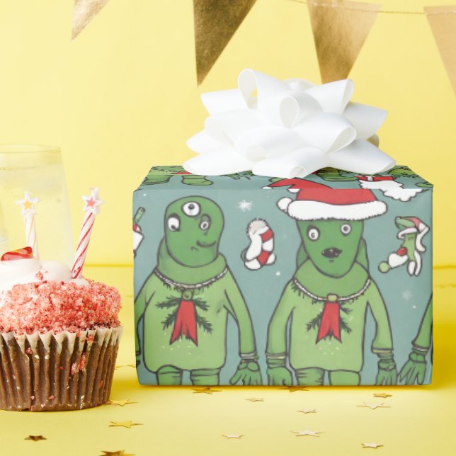 Alien funny holiday gift Christmas wrapping paper (Birthday Party)
