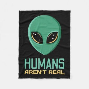 Alien Funny Humans Aren't Real Cute Ufo Alien Head Fleece Blanket