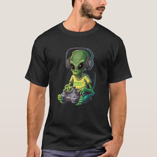 Alien Gamer Video Games Boys Kids Teens Gaming Gra T-Shirt (Front)