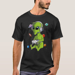 Alien Gamer Video Games Ufo Extraterrestrial Kids T-Shirt