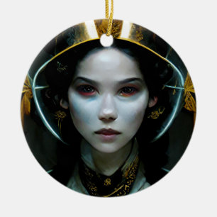 Alien Girl 2 Science Fiction Ceramic Tree Decoration