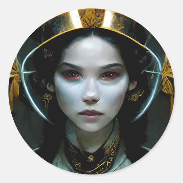 Alien Girl 2 Science Fiction Classic Round Sticker (Front)