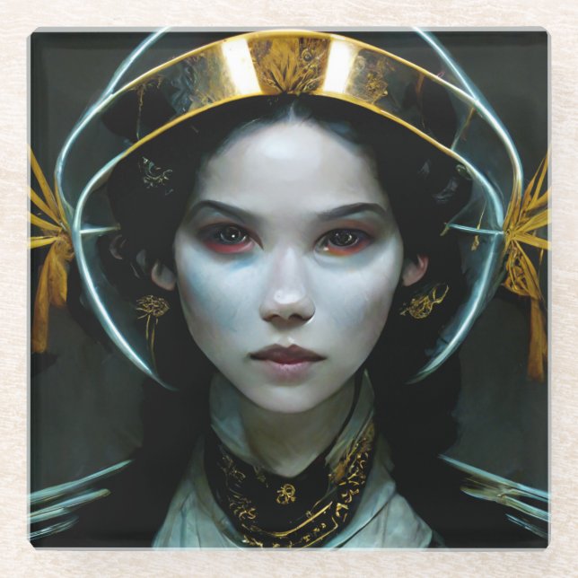 Alien Girl 2 Science Fiction Glass Coaster (Front)