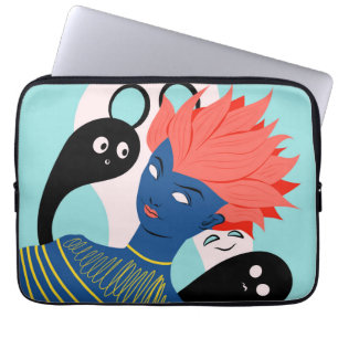 Alien Girl With Spooky Ghosts Imaginary Friends Laptop Sleeve
