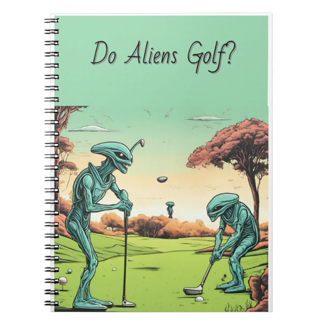 Alien Golfers - Notebook with editable text (Front)