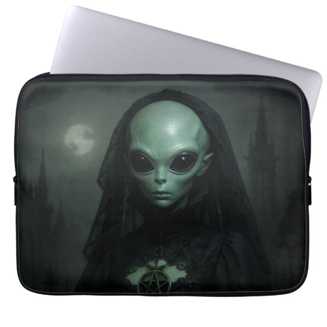 Alien Gothic Priestess of the Moon Laptop Sleeve (Front)