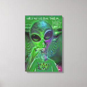 ALIEN GRAFFITI CANVAS TAKE ME TO YOUR DEALER RETRO PRINT